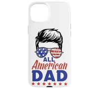 Carcasa para iPhone 15 Plus All American Dad Sunglasses USA Flag 4th of July