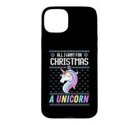 Carcasa para iPhone 15 Plus All I Want For Christmas Is A Unicorn Ugly Sweater Christmas Fun