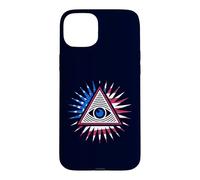Carcasa para iPhone 15 Plus All Seeing Eye - Bandera de Estados Unidos, pirámide del Nuevo Orden Mundial con Ojo