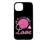 Carcasa para iPhone 15 Plus All You Knit Is Love - Juego de Notas para Tejer
