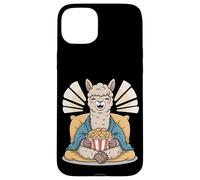 Carcasa para iPhone 15 Plus Alpaca Feliz con Palomitas de maíz Diseño de Animales