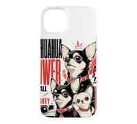 Carcasa para iPhone 15 Plus Amante de los Perros Chihuahua Power, pequeños Pero poderosos