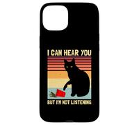 Carcasa para iPhone 15 Plus Amante del café con Forma de Gato Negro Divertido, Vintage, «No Estoy Escuchando»