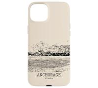 Carcasa para iPhone 15 Plus Anchorage Alaska Vintage Horizonte Dibujo
