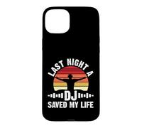 Carcasa para iPhone 15 Plus Anoche un DJ me salvó la Vida Retro DJ Sunset