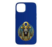 Carcasa para iPhone 15 Plus Anubis Jackal God Ankh Arte del Mito Egipcio Antiguo