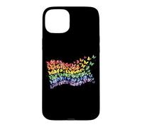 Carcasa para iPhone 15 Plus Arco Iris Bandera Mariposas Gay Orgullo Mes Arte Homosexualidad