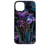 Carcasa para iPhone 15 Plus Art Nouveau Iris Gótico Floral Celeste Oscuro Botánico Arte