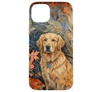 Carcasa para iPhone 15 Plus Arte Floral botánico de Perro Perdiguero Rubio