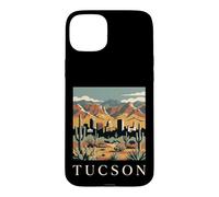 Carcasa para iPhone 15 Plus Arte Urbano Retro del Horizonte de Tucson, Arizona, montañas del Desierto