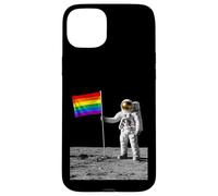 Carcasa para iPhone 15 Plus Astronauta Luna Landing Bandera del Orgullo Gay Divertida Historia Retro