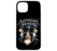 Carcasa para iPhone 15 Plus Australian Shepherd Heavy Metal Rock Dog Angry Music Band