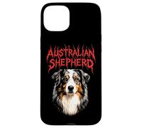 Carcasa para iPhone 15 Plus Australian Shepherd Heavy Metal Rock Dog Angry Music Band