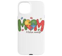 Carcasa para iPhone 15 Plus Autismo Mom Life Colorido Corazón Concientización Diseño