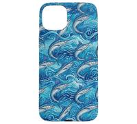 Carcasa para iPhone 15 Plus Azul Marlin Pesca Big Game Fisherman Fish Pattern
