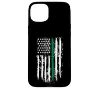 Carcasa para iPhone 15 Plus Back The Green Thin Green Line American Flag Border Patrol