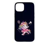 Carcasa para iPhone 15 Plus Bádminton Unicornio Arco Iris Kawaii Girls Shuttle