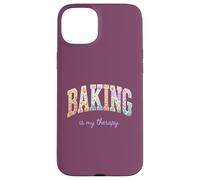 Carcasa para iPhone 15 Plus Baking is My Therapy, Divertido diseño Floral con Palabras para Amantes de la repostería