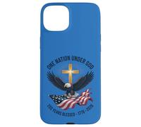 Carcasa para iPhone 15 Plus Bandera de águila One Nation Under God 250 Years Blessed 1776-2026