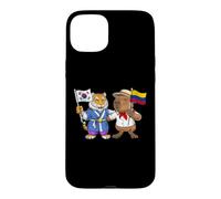 Carcasa para iPhone 15 Plus Bandera de Colombia y Corea del Sur Raíces Colombo-Coreanas