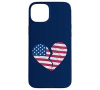 Carcasa para iPhone 15 Plus Bandera de Estados Unidos de América Corazón Roto - Heartbreak en Forma de corazón