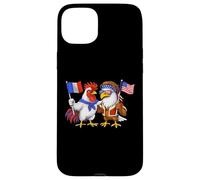 Carcasa para iPhone 15 Plus Bandera de Francia y Estados Unidos Raíces