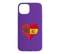 Carcasa para iPhone 15 Plus Bandera España Marruecos Aficionados Marroquíes Españoles