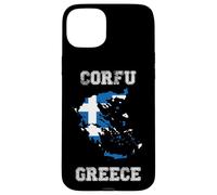 Carcasa para iPhone 15 Plus Bandera Retro de Grecia Envejecida de Corfú