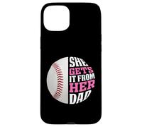 Carcasa para iPhone 15 Plus Baseball Saying She Gets It from Her Dad Funny Baseball Dad