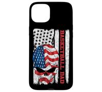Carcasa para iPhone 15 Plus Basketball Dad American Flag Skull Patriotic 4th of July