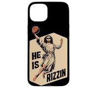 Carcasa para iPhone 15 Plus Basketball Slam Dunk Jesús Memes Él ha resucitado Rizzin Jesús