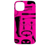 Carcasa para iPhone 15 Plus BDSM Fetiche Dominatrix Amante Rosa Caliente Negro mazmorra látigo