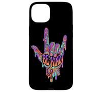 Carcasa para iPhone 15 Plus Be Kind ASL Lenguaje de señas | Retro Groovy - Melting Art