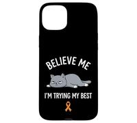 Carcasa para iPhone 15 Plus Believe Me Im Trying My Best Tired Cat Orange Awareness