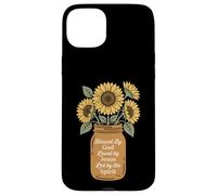 Carcasa para iPhone 15 Plus Bendecido por Dios, Amado por Jesús, Girasol Bouquet Christian