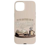 Carcasa para iPhone 15 Plus Bibliotecaria acogedora de Cat Coffee Prefiero Estar Leyendo un Libro