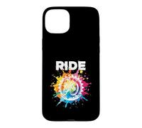 Carcasa para iPhone 15 Plus Bicicleta de montaña MTB Colorido Splash Retro Ciclista Ciclista