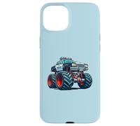 Carcasa para iPhone 15 Plus Big Wheels Police Car Vehicle Kids Boys Monster Truck