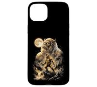 Carcasa para iPhone 15 Plus Bigfoot Aullando a la Luna Meme Sasquatch