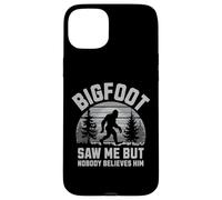 Carcasa para iPhone 15 Plus Bigfoot Saw Me Nobody Believes Him Funny Sasquatch Hombres Niños