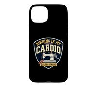 Carcasa para iPhone 15 Plus Binding Is My Cardio Funny Quilting Máquina de Coser Quilter