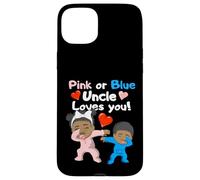 Carcasa para iPhone 15 Plus Black Baby Pink or Blue Uncle Loves You Reveal de género