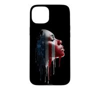 Carcasa para iPhone 15 Plus Black Girl Melanin Bandera Afroamericana USA Drip Graffiti