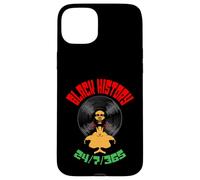 Carcasa para iPhone 15 Plus Black History Month 24/7/365 Disco de Vinilo LP Afro Music DJ