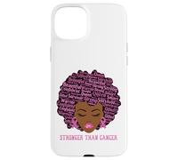 Carcasa para iPhone 15 Plus Black Women Queen Stronger Than Breast Cancer Pink Ribbon