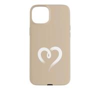 Carcasa para iPhone 15 Plus Blanco Arena Tan Mano Dibujado Corazón Lindo Estética
