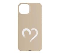 Carcasa para iPhone 15 Plus Blanco Arena Tan Mano Dibujado Corazón Lindo Estética
