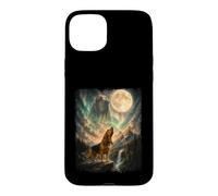 Carcasa para iPhone 15 Plus Bloodhound Aullando en la Luna - Papá Perro Amante de los sabuesos