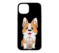 Carcasa para iPhone 15 Plus Boba Milk Tea Corgi Dog Puppy Lover Kawaii Anime japonés