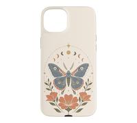 Carcasa para iPhone 15 Plus Boho Polilla Mariposa Floral Celestial Fases Lunares Naturaleza